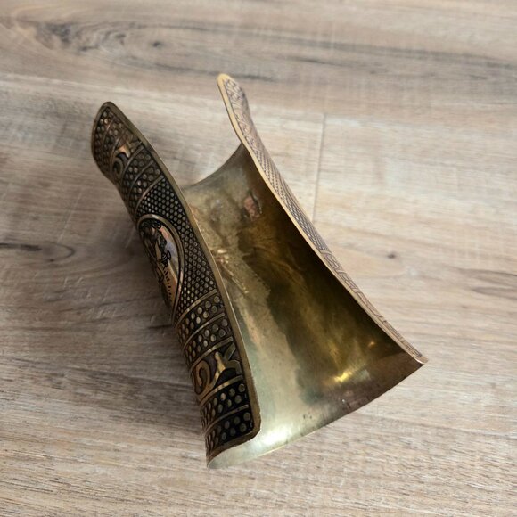 Brass tribal super wide cuff/bangle/bracelet with Ganesha image. - Picture 5 of 10